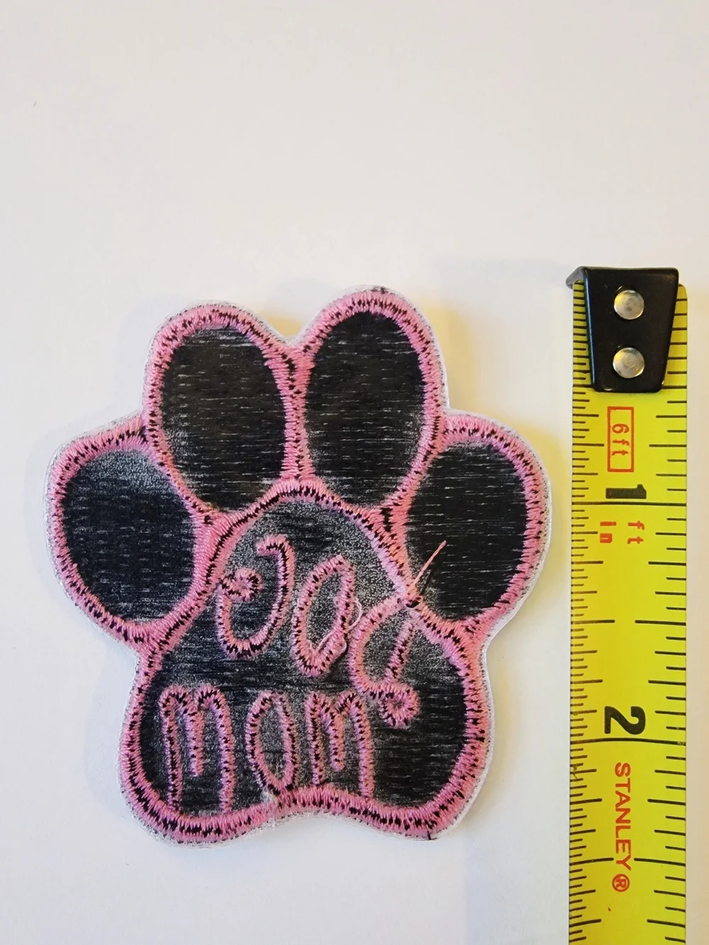 Dog Mom Paw Patch - Pink and Black Embroidered Pet Patch